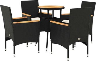 vidaXL Set De Comedor Jard&iacute;n 5 Pzas Con Cojines Rat&aacute;n Pe Acacia Negro Vidaxl