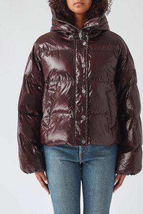 Pinko Impasto Short Quilted Nylon Puffer Jacket with Hood