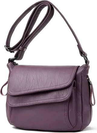 Generic Compatible For Soft Leather Purses And Handbags Women Bags Shoulder Crossbody(Purple)