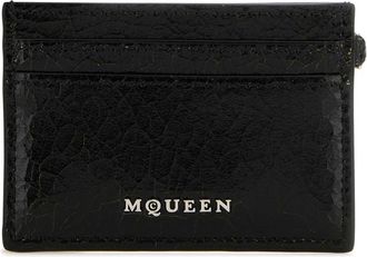 Alexander McQueen Stijlvolle Zwarte Leren Kaarthouder - Heren - Portefeuilles - Zwart - ONE Size - Accessoires