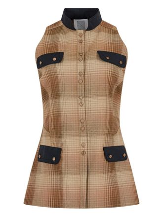 Rosie Assoulin Emotionally Vested plaid button top - women - Fabric - 10 - Neutrals