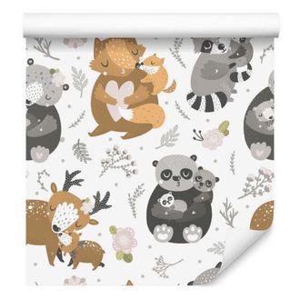 OEM Carta Da Parati Con Animali Tra I Fiori Per Soggiorno E Camera Da Letto 50x1000 Cm