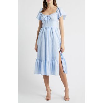 green emerald velvet dress Del Monte Midi Cotton Dress Slate Blue (L) main image 1