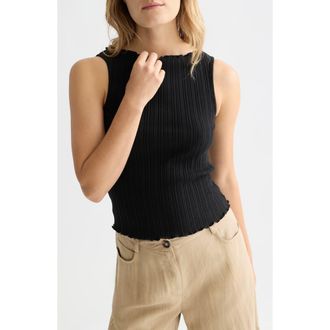 Scotch & Soda Boat Neck Cotton Rib Tank in Meteorite at Nordstrom, Size X-Small