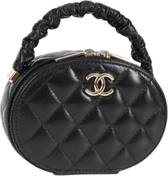 Chanel Pre-owned Vintage Pouch - Dames - Vintage Mini Tas - Zwart - ONE Size - Leer - Vintage
