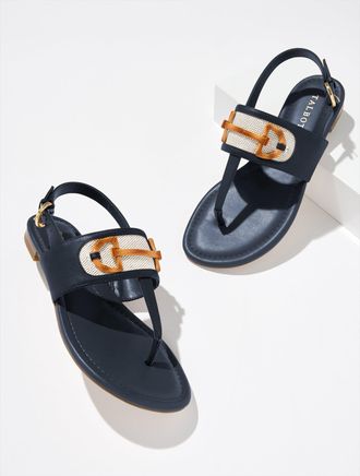 Talbots Gia Bit Nappa Thong Sandals - Blue - 10 1/2 M Talbots