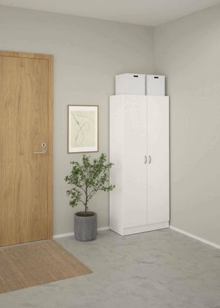 Dmora Dmora - Armario Color Blanco, 69,2 X 170,4 X 34,6 Cm, Con Embalaje Reforzado
