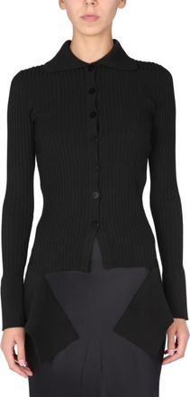 Nensi Dojaka Black Knitted Shirt Collar Sweater