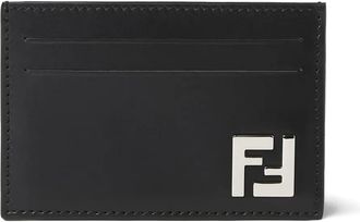 Fendi Portacarte in pelle con placca logo - Nero