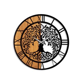 Asir Group LLC Reloj De Pared De Madera, Decoraci&oacute;n Natural. Clock Nuez Negro