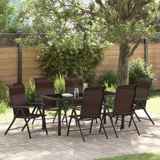 Berkfield Home 7 Piece Garden Dining Set Brown Poly Rattan