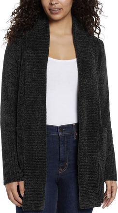 Orvis Womens Cardigan Sweater Chenille Pockets Soft Open-Front Midweight, Black, XXL