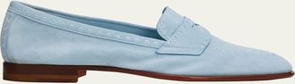 Santoni Suede Penny Loafers