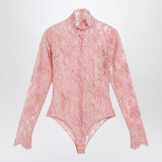 Valentino Peach Pink Floral Lace Bodysuit