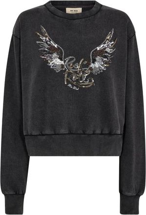 Mos Mosh Sweatshirts, female, Black, XS, Elegant Deco Sweatshirt with Sequins