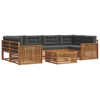 vidaXL Conjunto De Sof&aacute;s De Exterior 7 Uds. Natural Y Antracita Vidaxl