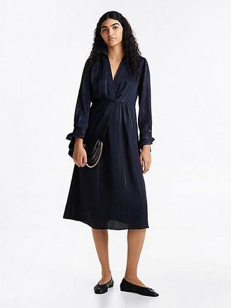 Tommy Hilfiger Metallic Stripe Collar Midi Dress