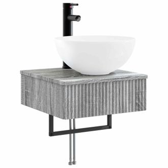 vidaXL Lavabo De Lavado Montado En La Pared Sonoma Gris Vidaxl