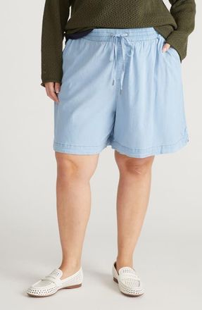 Universal Standard Perfect Stretch Tencel Lyocell Chambray Shorts in Pacific Blue at Nordstrom, Size Xxx-Large