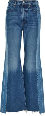 Mother The Tux Sidestepper Sneak Fray Wide-leg Jeans - Navy - 31 (W31 / UK14 / L)