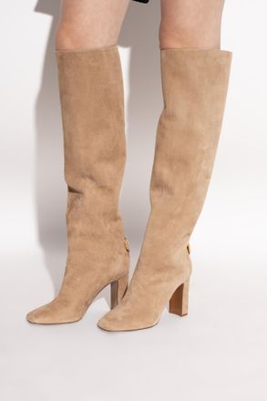 Dolce & Gabbana Suede Heeled Boots, Womens, Beige