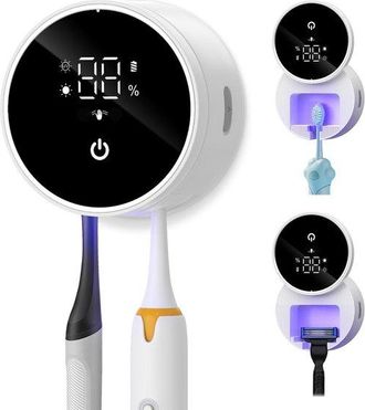 OEM Dailygoods, Soporte Para Cepillo De Dientes El&eacute;ctrico, Soporte Recargable Para Cepillo De Dientes Con Funci&oacute;n De Secado, Pantalla Led, 2 Ranuras