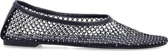 Senso Pointed Toe Black Mesh Ballet Flats with Crystal Embellishments
