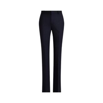 Ralph Lauren Pantalones de Raya Diplom&aacute;tica de Cintura Alta - Trousers - Mujer - Azul - XL
