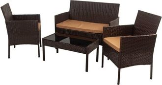 Wanderlust Deco Wanderlust Deco - Set Mesa, Sof&aacute; Y 2 Sillones Color Marr&oacute;n