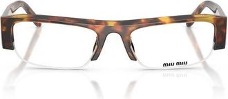 Miu Miu 54mm Rectangular Sunglasses in Honey Havana /Blue Light at Nordstrom