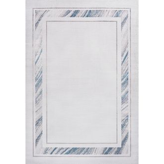 Jonathan Y Designs Athens Classic Border Marble Pattern High-Low Area Rug in Silver/blue at Nordstrom, Size 8Ft 0In X 10Ft 0In