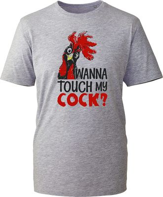 Generic Wanna Touch My Cock T-Shirt, Funny Staring Hen Party Stag Joke Slogan Unisex Kids Adults Top (HeatherGrey, L)