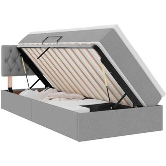 vidaXL Storage Bed with Mattress with Mattress Light Grey 90 x 200 cm vidaXL