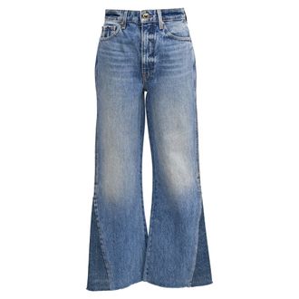 Khaite Layla High-Rise Flared Jeans in Blue Cotton