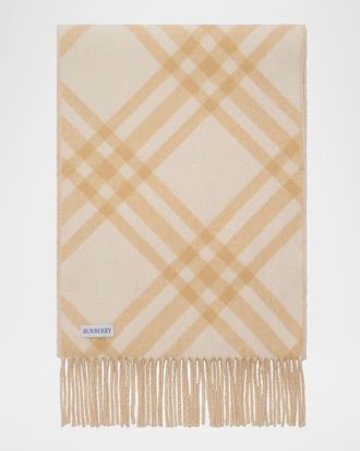 Burberry Double-Faced Cashmere Check Scarf