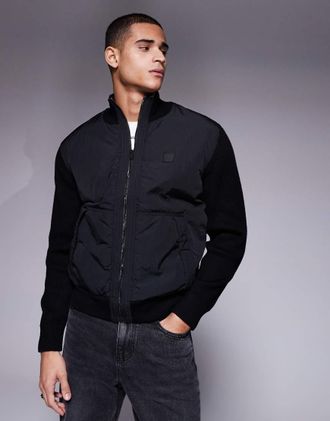 Boss Orange by Hugo Boss Kydalbrio - Giacca ibrida in nylon nera vestibilit&agrave; comoda con zip-Nero