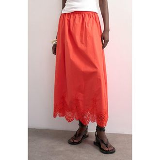 Topshop Lace Hem Maxi Skirt in Red at Nordstrom, Size 12 Us