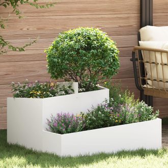 Berkfield Home Planter White 80x80x50 cm Cold-rolled Steel | Size: 80 x 80 x 50 cm
