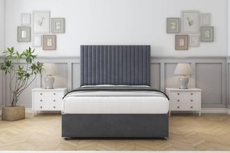 Comfort Beds Denver Plush Divan Base No Drawers - 26 Headboard in Dark Grey | Size: Small Single