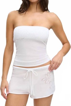 Frankies Bikinis Margot Knit Tube Top In White Hibiscus