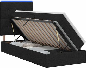 vidaXL Cama De Almacenamiento Led Con Colch&oacute;n Negro 100 X 200 Cm Tela Vidaxl
