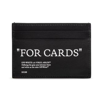Off-white Wallets & Cardholders, male, Black, Size: ONE SIZE Leather Card Holder With Logo