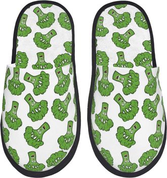 Generic Slippers Smiling Broccoli Cute Funny Warm Plush Slippers Cozy Cotton Slipper For Bedroom Hotel Winter M