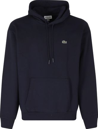 Lacoste Navy Drawstring Hooded Cotton-Blend Sweatshirt