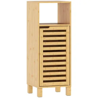 HOMCOM Armario de ba&ntilde;o 30x30x80 cm madera natural