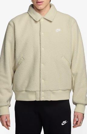 Nike Club Fleece Coachs Jacket in Light Khaki/White at Nordstrom Rack, Size Small