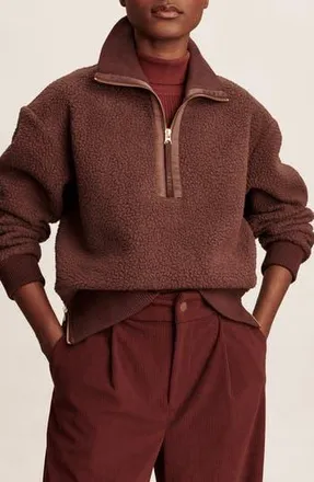 Varley Roselle Recycled Polyester Fleece Half Zip Pullover in Deep Mahogany at Nordstrom Rack, Size Medium