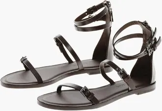 Max Mara Leather EVEG Gladiator Sandals with Buckle and Zip size 39