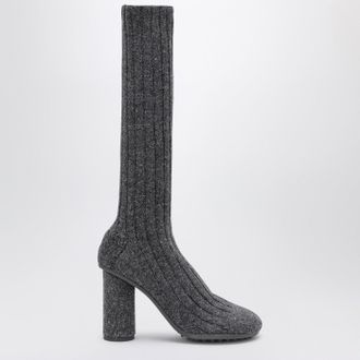 Bottega Veneta Stivale Atomic effetto calza grigio antracite in misto lana