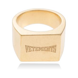 VETEMENTS Rings, male, Yellow, Size: XS Logo ring